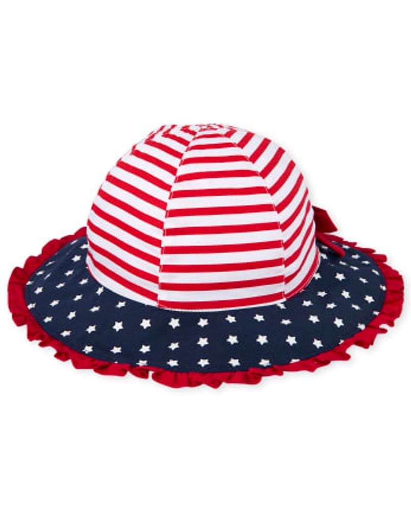 Toddler Girls Americana Ruffle Bucket Hat - multi clr