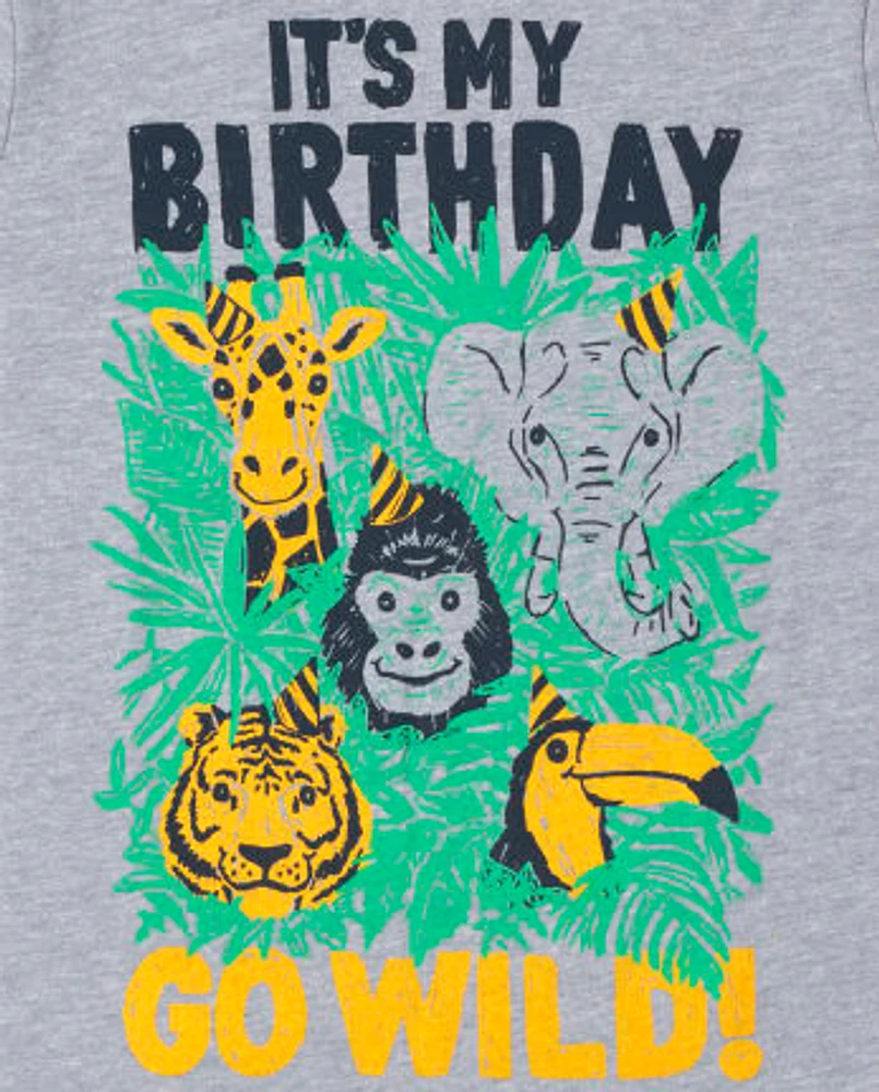 T-shirt graphique anniversaire animal pour bébé et tout-petit garçon