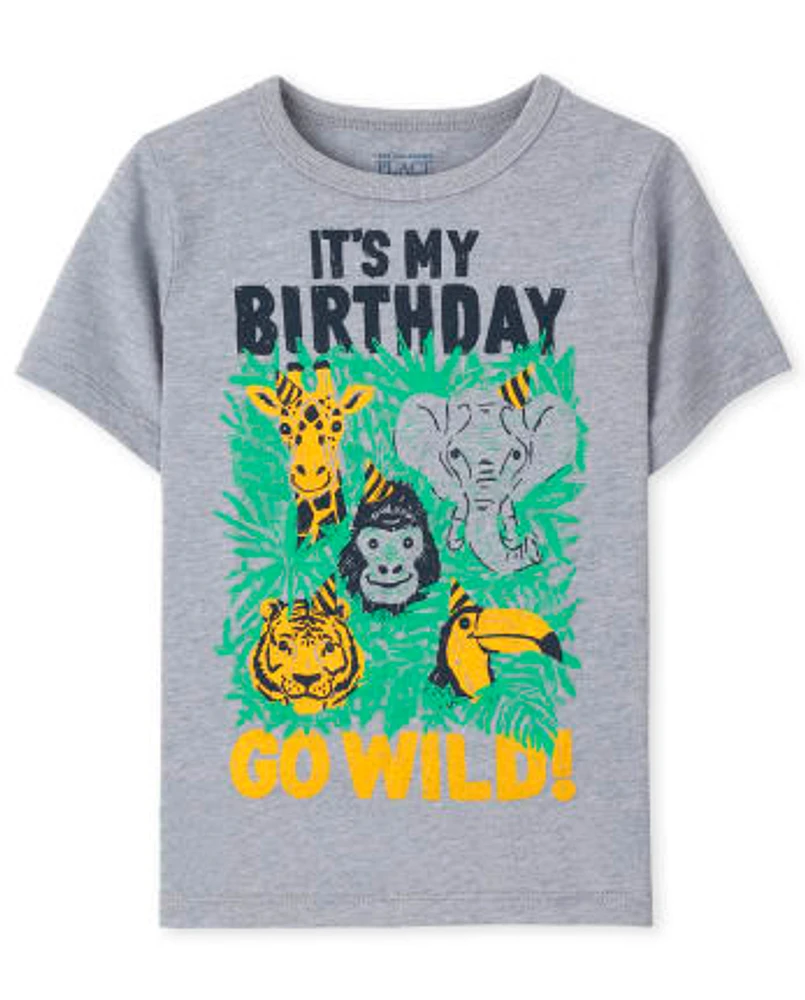 T-shirt graphique anniversaire animal pour bébé et tout-petit garçon