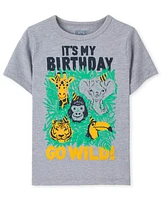 T-shirt graphique anniversaire animal pour bébé et tout-petit garçon