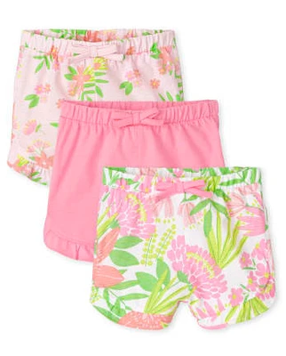 Baby Girls Tropical Ruffle Shorts 3-Pack