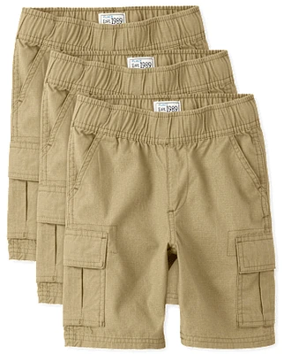 Boys Pull On Cargo Shorts 3-Pack - Husky