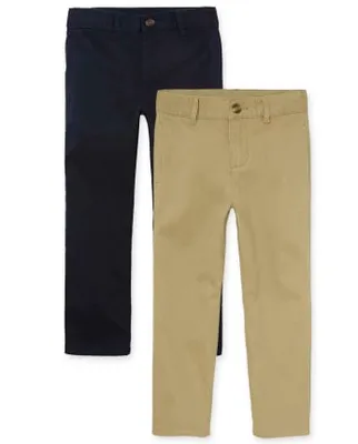 Boys Uniform Slim Stretch Chino Pants 2-Pack