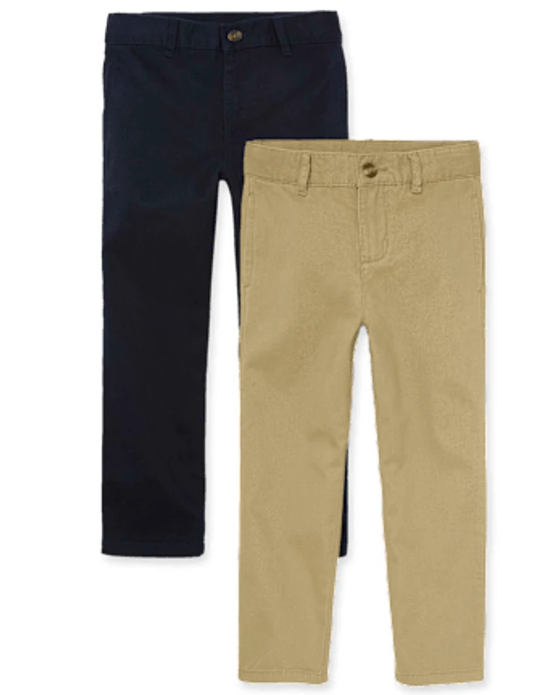 Kids Uniform Stretch Relaxed Chino Pants 2-Pack - Husky