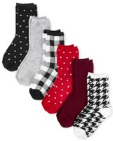 Girls Buffalo Plaid Crew Socks 6-Pack