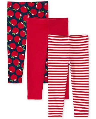 Toddler Girls Apple Leggings 3-Pack