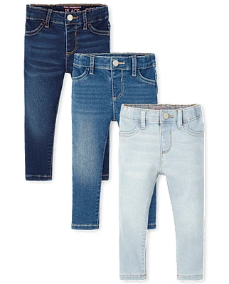 Lot de 3 jeggings en denim extensible pour bébé et toute-petite fille