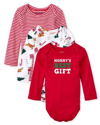Unisex Baby Christmas Bodysuit 3-Pack - ruby