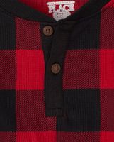 Baby And Toddler Boys Buffalo Plaid Thermal Henley Top