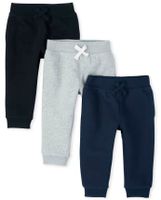 Baby And Toddler Boys French Terry Jogger Pants 3-Pack