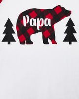 Mens Matching Family Bear Buffalo Plaid Cotton And Fleece Pajamas