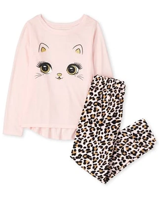 Girls Cat Leopard Pajamas