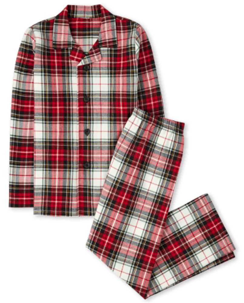 Unisex Kids Plaid Flannel Pajamas