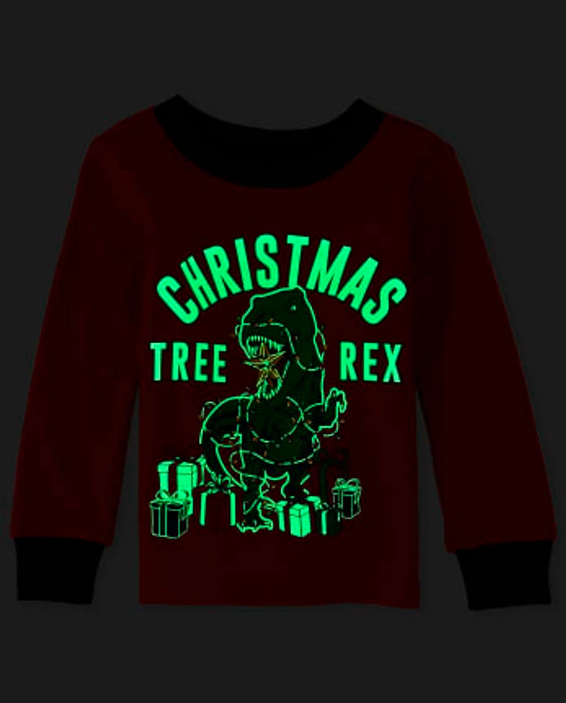 Baby And Toddler Matching Family Glow Christmas Tree-Rex Snug Fit Cotton Pajamas