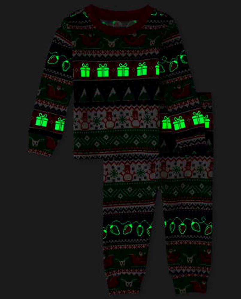 Baby And Toddler Glow Christmas Fairisle Snug Fit Cotton Pajamas