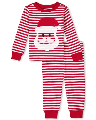 Baby And Toddler Santa Striped Snug Fit Cotton Pajamas