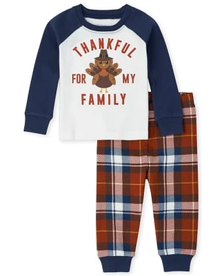 Baby And Toddler Matching Family Thanksgiving Snug Fit Cotton Pajamas