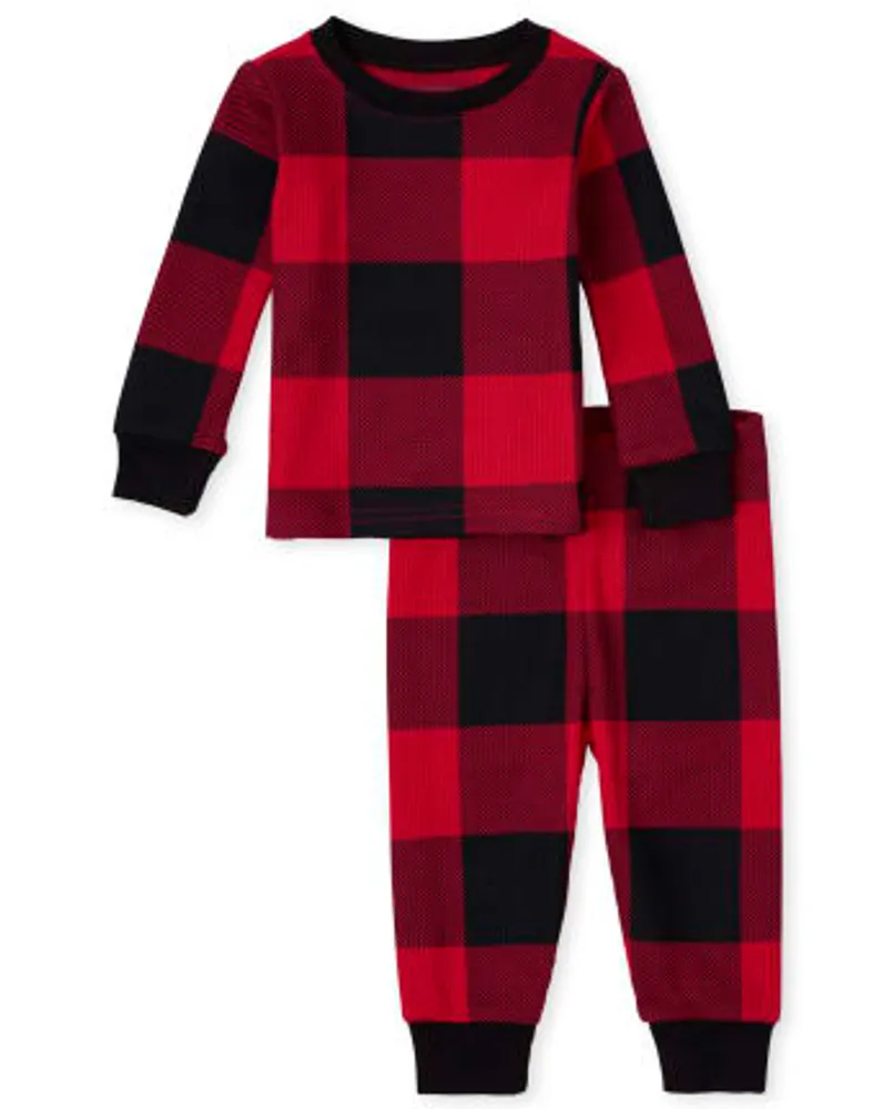 Unisex Baby And Toddler Matching Family Thermal Buffalo Plaid Snug Fit Cotton Pajamas