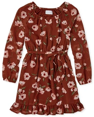 Girls Floral Peasant Dress