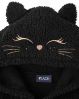 Womens Mommy And Me Cat Sherpa Zip-Up Hoodie