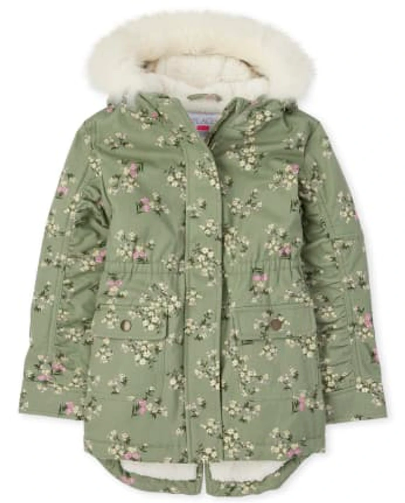 Parka à fleurs pour fille