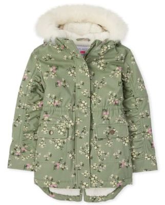 Girls Floral Parka Jacket