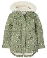 Parka à fleurs pour fille