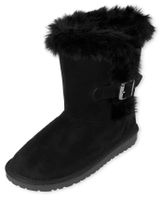 Girls Buckle Faux Suede Boots