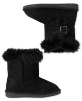 Toddler Girls Buckle Faux Suede Boots