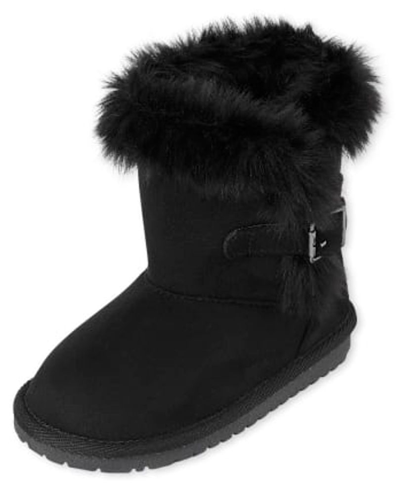 Toddler Girls Buckle Faux Suede Boots