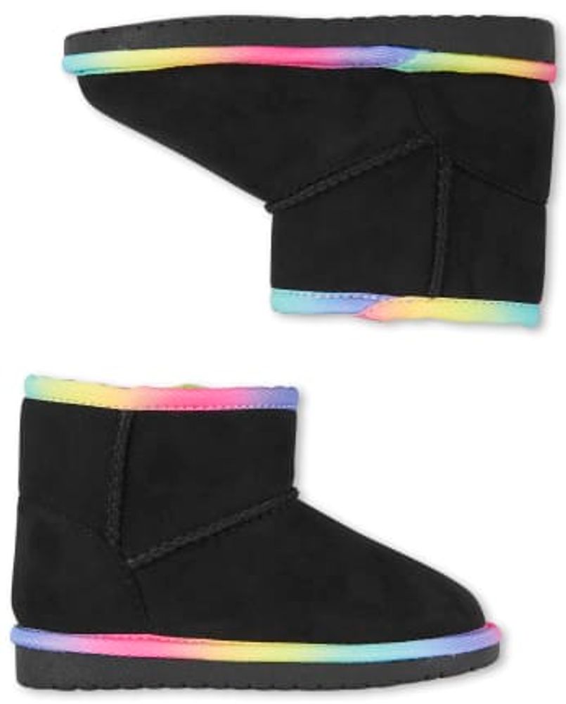 Toddler Girls Rainbow Low Faux Suede Booties - black