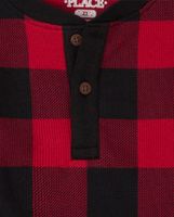 Boys Buffalo Plaid Thermal Henley Top