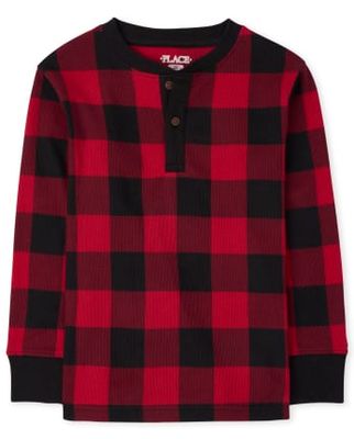 Boys Buffalo Plaid Thermal Henley Top