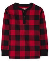 Boys Buffalo Plaid Thermal Henley Top