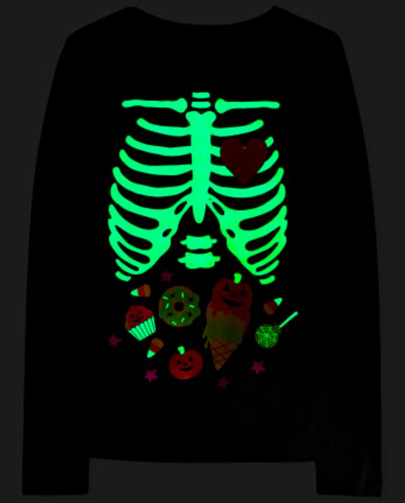 Womens Mommy And Me Glow Candy Skeleton Graphic Tee