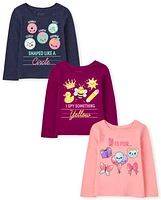 Lot de 3 t-shirts graphiques scolaires pour petites filles