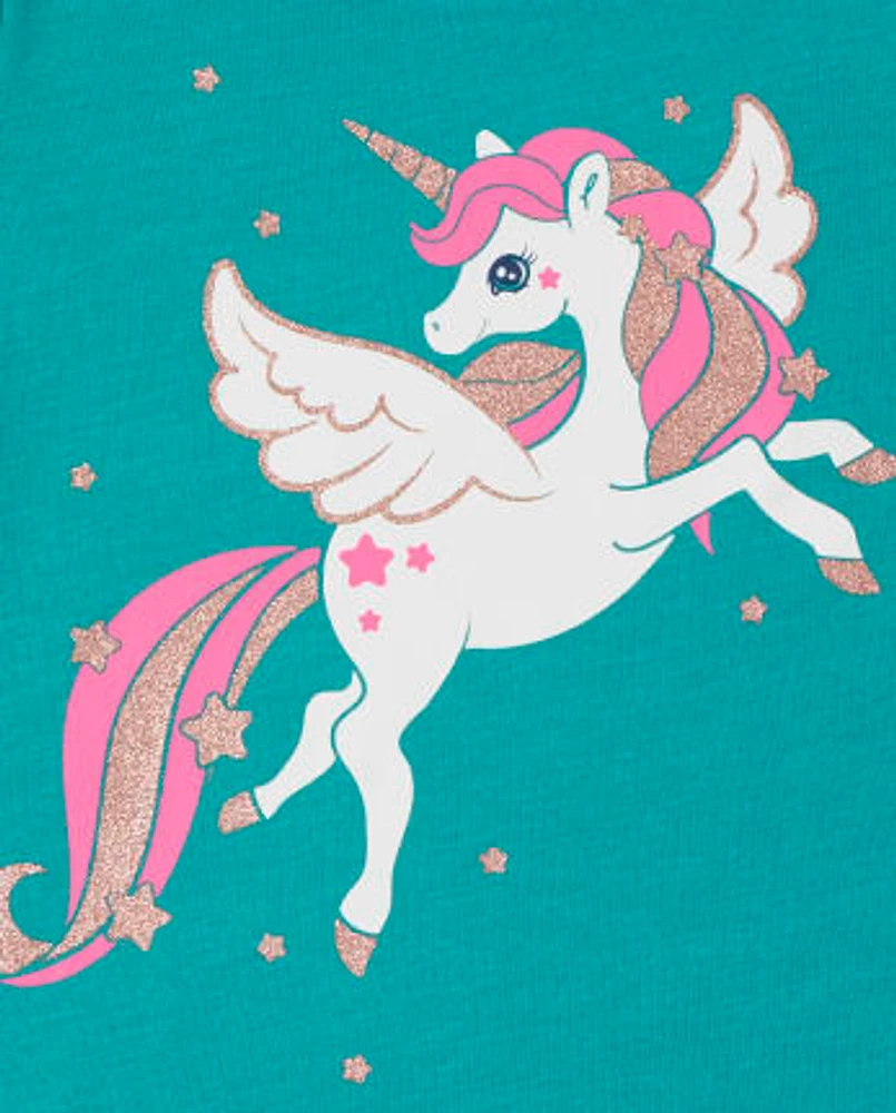 Lot de 2 t-shirts à motif licorne pour petites filles