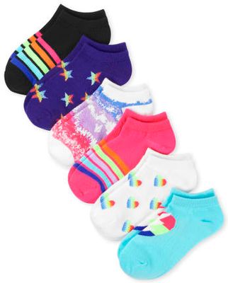 Girls Rainbow Ankle Socks 6-Pack - multi clr