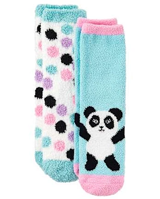 Girls Panda Cozy Socks 2-Pack