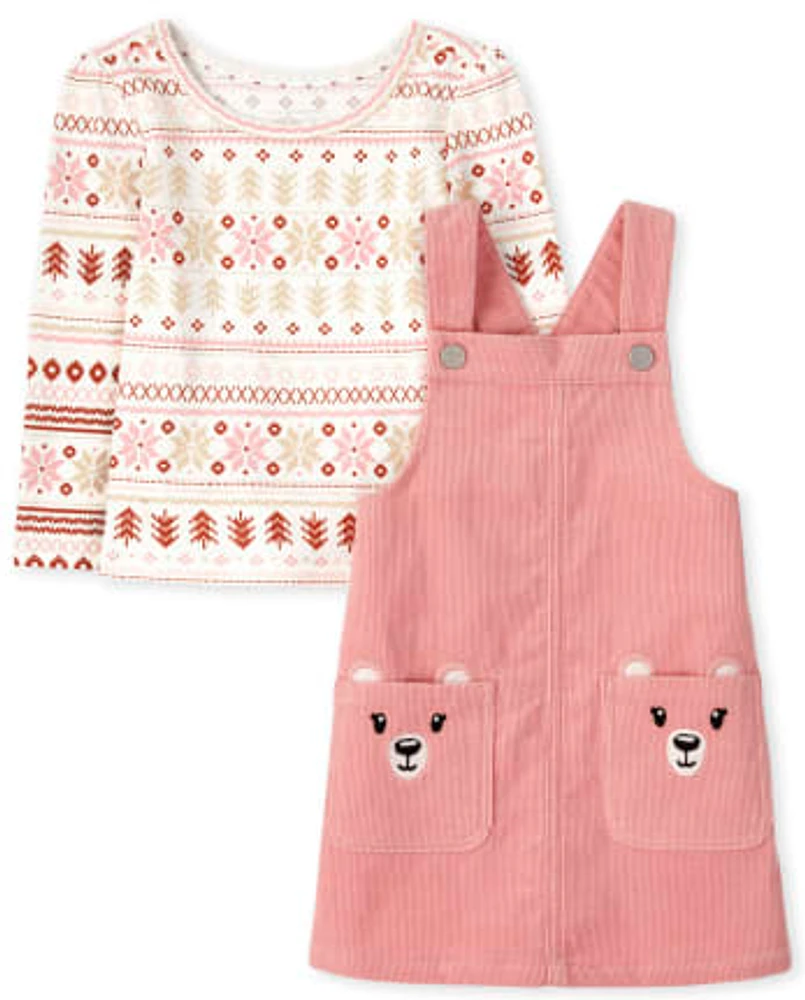 Ensemble 2 pièces jupe ours polaire pour toute-petite fille