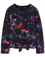 Girls Print Fleece Tie Front Sweatshirt