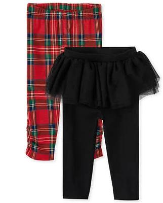 Baby Girls Plaid Tutu Leggings 2-Pack