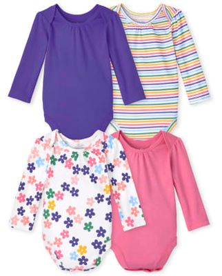 Baby Girls Floral Bodysuit 4-Pack - multi