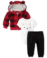 Baby Boys Buffalo Plaid 3-Piece Playwear Set