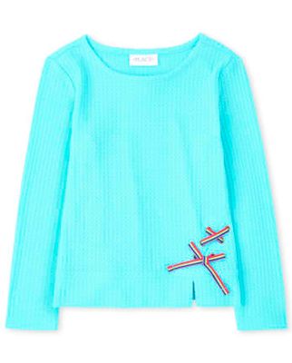 Girls Rainbow Lace Up Lightweight Sweater Top