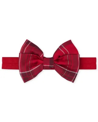 Toddler Girls Plaid Bow Velour Headwrap