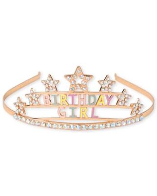 Girls Birthday Tiara Metal Headband - multi clr