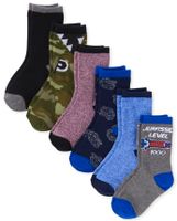 Boys Dino Crew Socks 6-Pack - black