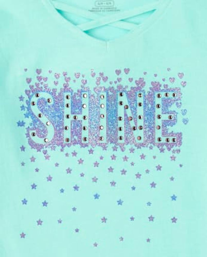 Girls Glitter Shine Cut Out Top