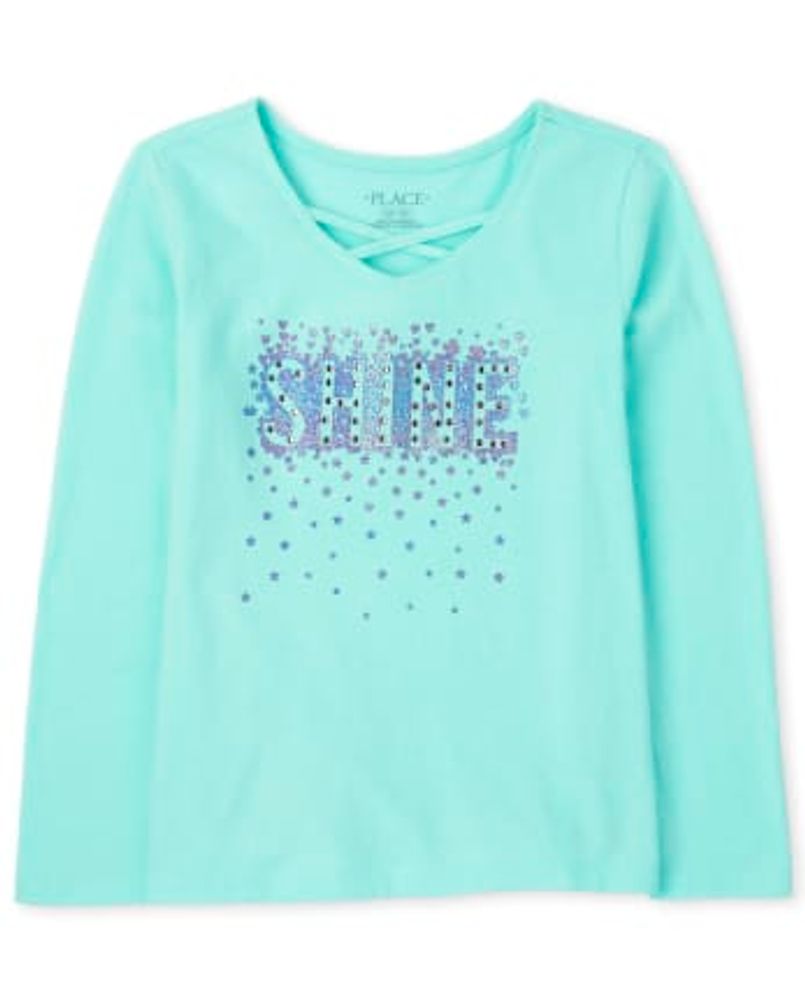 Girls Glitter Shine Cut Out Top